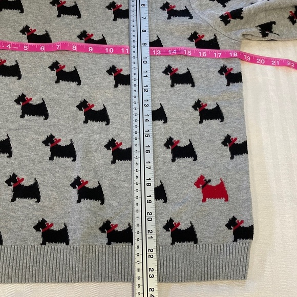 Charter Club PETITE Gray Sweater with Black Scottie Dog Pattern - Picture 5 of 9